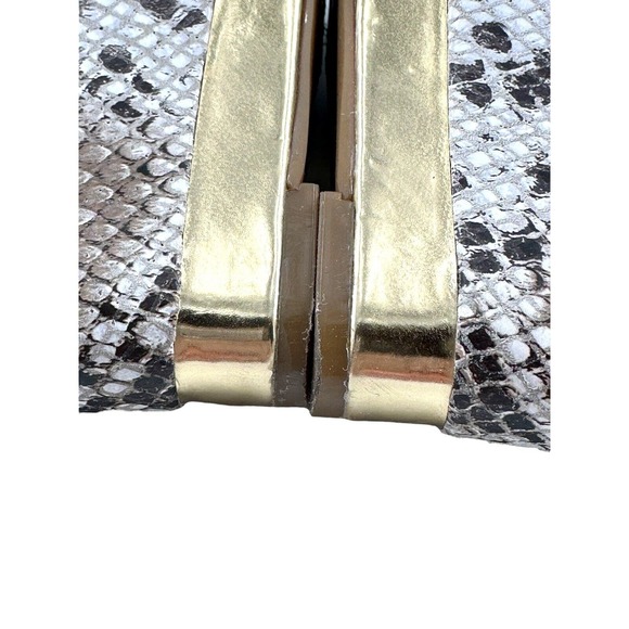 INC Snakeskin platform wedge high heals shoes With Gold Metallic T-Straps Sz 6 - Picture 8 of 10